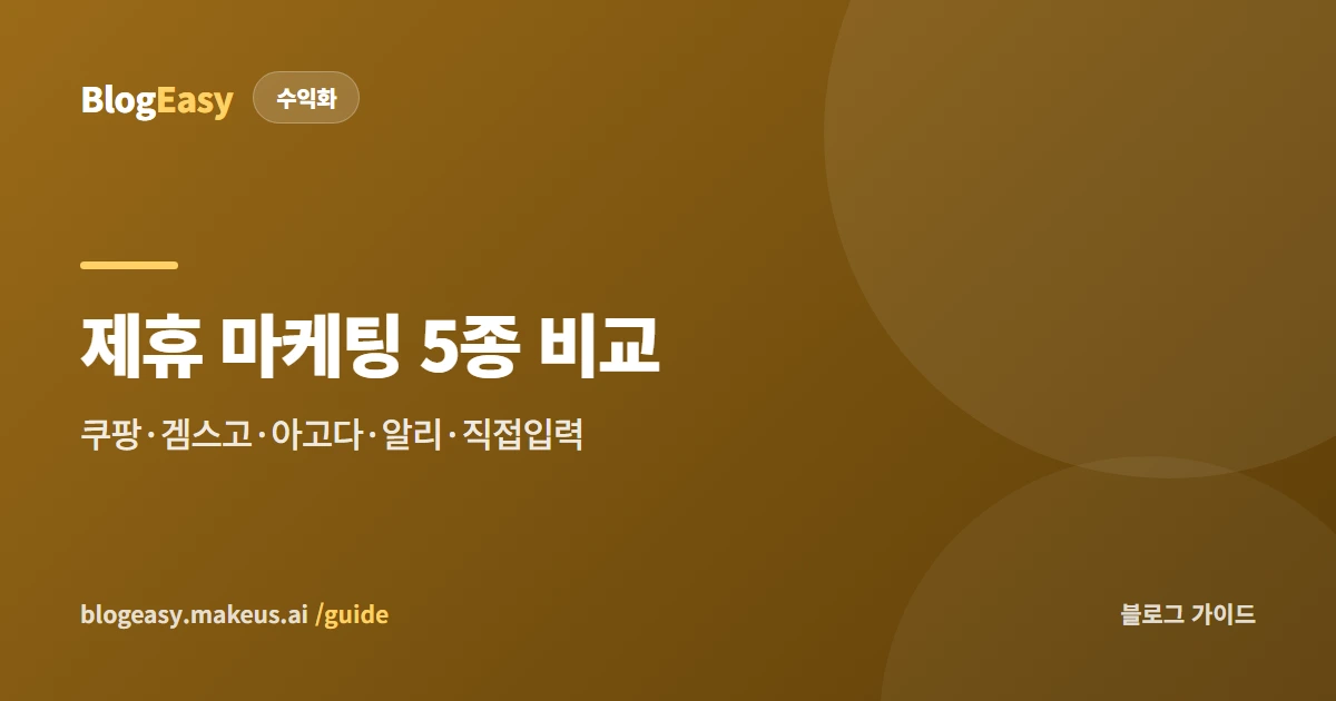 제휴 마케팅 5종 비교 — 쿠팡·겜스고·아고다·알리·직접입력